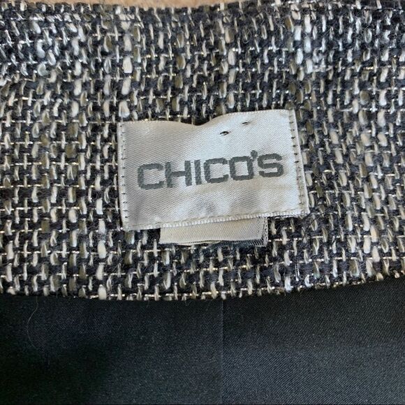 Chicos Jeweled Neckline Tweed Blazer Jacket Pockets Tunic Length Sz 16🇨🇦 - Picture 9 of 12